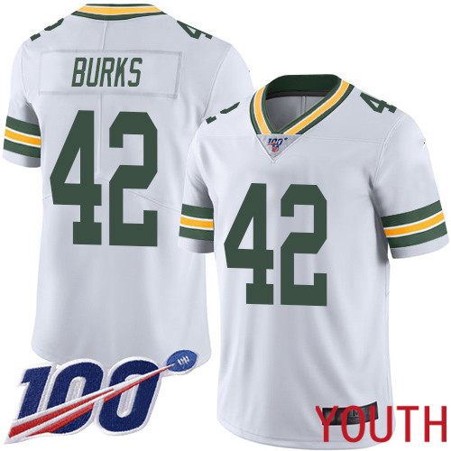 Green Bay Packers Limited White Youth 42 Burks Oren Road Jersey Nike NFL 100th Season Vapor Untouchable